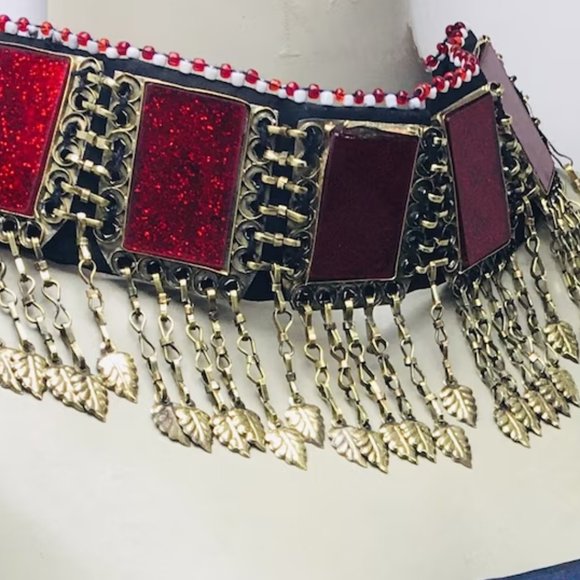 Tribal Jewelry Set, Antique Handmade Choker NecklacWith MathaTikka and Earring - Picture 10 of 10